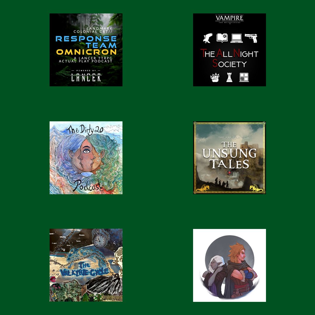 It’s shout-out time!
Congratulations to the second half of our Actual Play selections
<a href="/RTOmnicron/">Response Team Omnicron</a>
The All Night Society by <a href="/QueensCourtRPG/">Queen's Court Games</a>
The Dirty Twenty Podcast
The Unsung Tales by <a href="/happyjacksrpg/">Happy Jacks RPG | TTRPG Community & Shows</a>
The Valkyrie Cycle by <a href="/midnightcmedia/">Midnight Ceremonies Media</a>
<a href="/TotRcast/">Top of the Round: Paradigm</a>

🎧💃👏🕺🎧