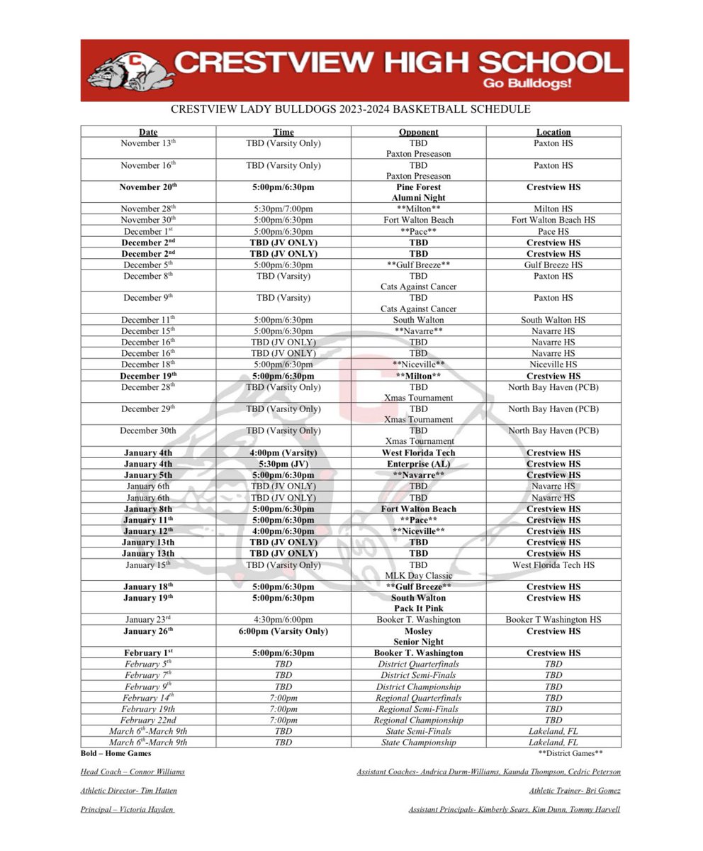 crestview_gbb's tweet photo. DID SOMEONE SAY SCHEDULE RELEASE?
Check out the team this season as they battle for more championships! It’s going to be a fun season!
T-60 days until Basketball Season is here!
🏀🐶🖤❤️
#LadyBulldogs #CrestviewHighSchool #WeOverMe #OnceABulldogAlwaysABulldog #BrickByBrick https://t.co/TeKTCdb3ua