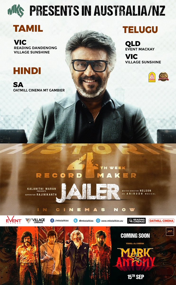 Jailer this week @PerthTamilMovie @sydtamilmovies @forumfilms @Ayngaran_offl @sunpictures @mksspices @MksFood