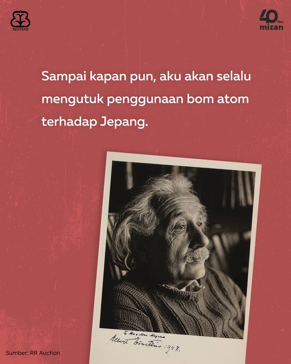 bentangpustaka's tweet photo. #BentangPustaka #Einstein #BukuEinstein #NonFiksiBentang #biografi #sejarahdunia #biography #bomatom #hiroshima https://t.co/5uJuZA56sl