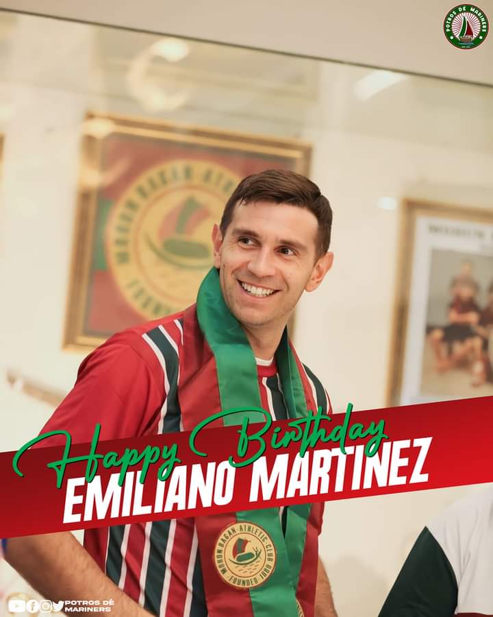 The Man who's Golden hands gave The WORLD CUP 🏆 to the Argentina 🇦🇷 

A very #HappyBirthday Emiliano Martínez 🎉🎂💙... wishing you a very best of luck for your career!!
#PDM #potrosdémariners #MBSG #IndianFootball #emimartinez #FIFA #FIFAWorldCupQatar2022  #JoyMohunBagan 🟢🇮🇳🔴
