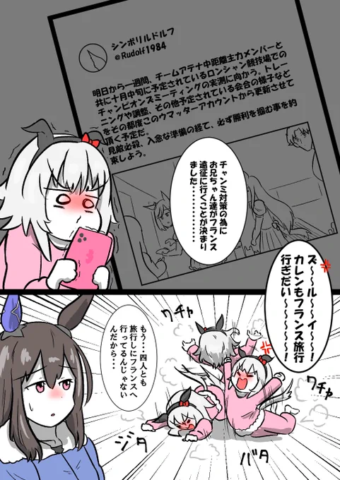 チャンミ対策で実際にフランスへ赴くルドルフの投稿を見たカワイイカレンチャン #ウマ娘 