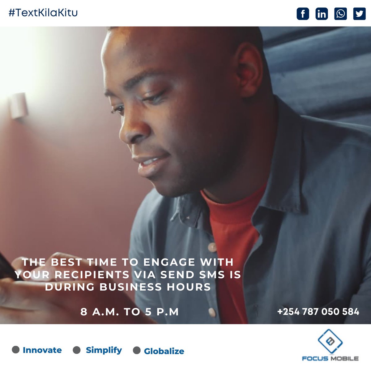 SMSLeopard's tweet photo. #SMSTip - When should your small business reach out to recipients? The best times to send #bulk #SMS may vary. Nevertheless, the recommended time is during business hours between 8 am - 5 pm. #SMSLeopard #FocusMobile #SaturdayVibes #promotionalsms #Kenya #Nairobi#bulksmsinKeny https://t.co/L34Qai7hnA