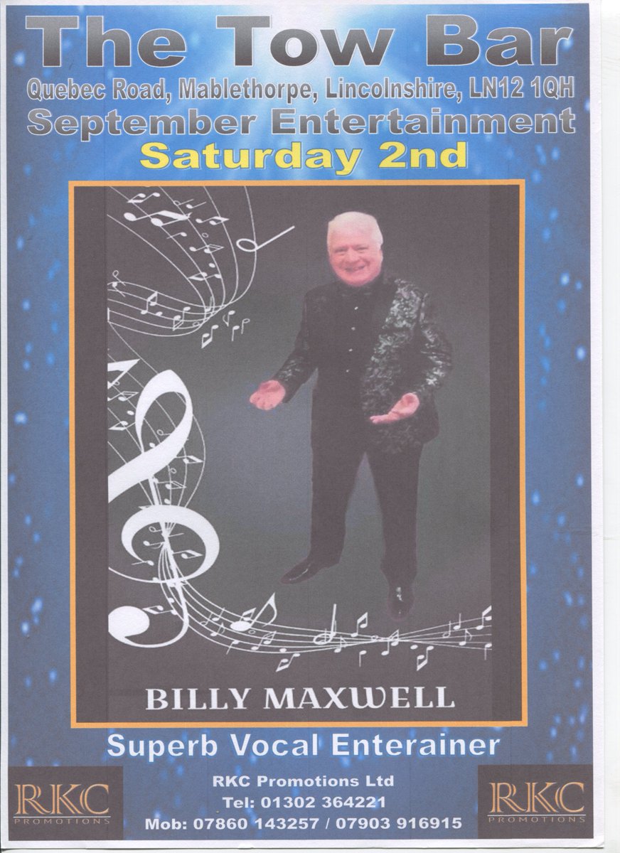 Live on Stage from9.00 pm
Bingo in the intervals