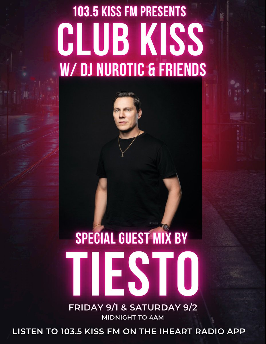 #ClubKissChi is on right now on @1035KISSFM   I’m hosting and mixing. We have mixes by @djeddiev @wearedownlow @JayMacRadio @eduardoderosa23 @DJJayFunk and our very special guest dj, @tiesto! Tune in to here Tiesto latest song #Both