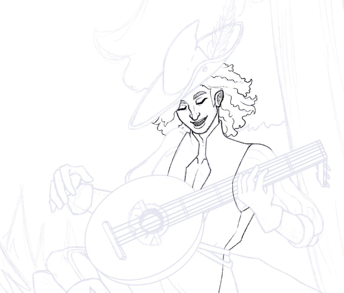 A little WIP of a bard boi in the woods