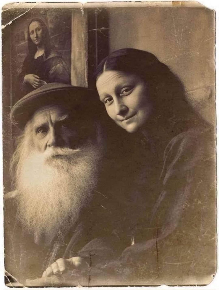 Zeldzame pas ontdekte foto van Leonardo da Vinci en Mona Lisa,
schilder en model samen.
Florence, jaar 1516

😊🙃