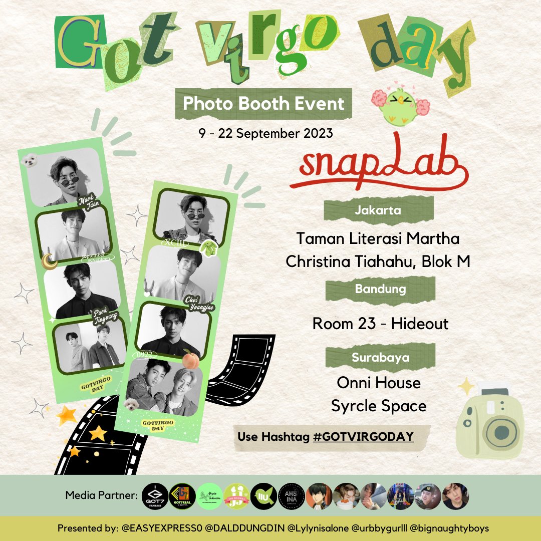 ♍️HAPPY #GOTVIRGODAY♍️

GOT7 Virgo Line's Birthday Photo Booth Event by <a href="/EASYEXPRESS0/">Kevina 📌 GOT7 photo booth event</a> @DALDDUNGDIN <a href="/Lylynisalone/">L°♡</a> <a href="/urbbygurlll/">gengineer❄️👷‍♂🇵🇸</a> <a href="/bignaughtyboys/">c</a>

📆: 9-22 September 2023
📍: Snaplab

Kindly use hashtag #GOTVIRGODAY and tag us! 📸

#GOT7 #MARKTUAN #YOUNGJAE #JINYOUNG