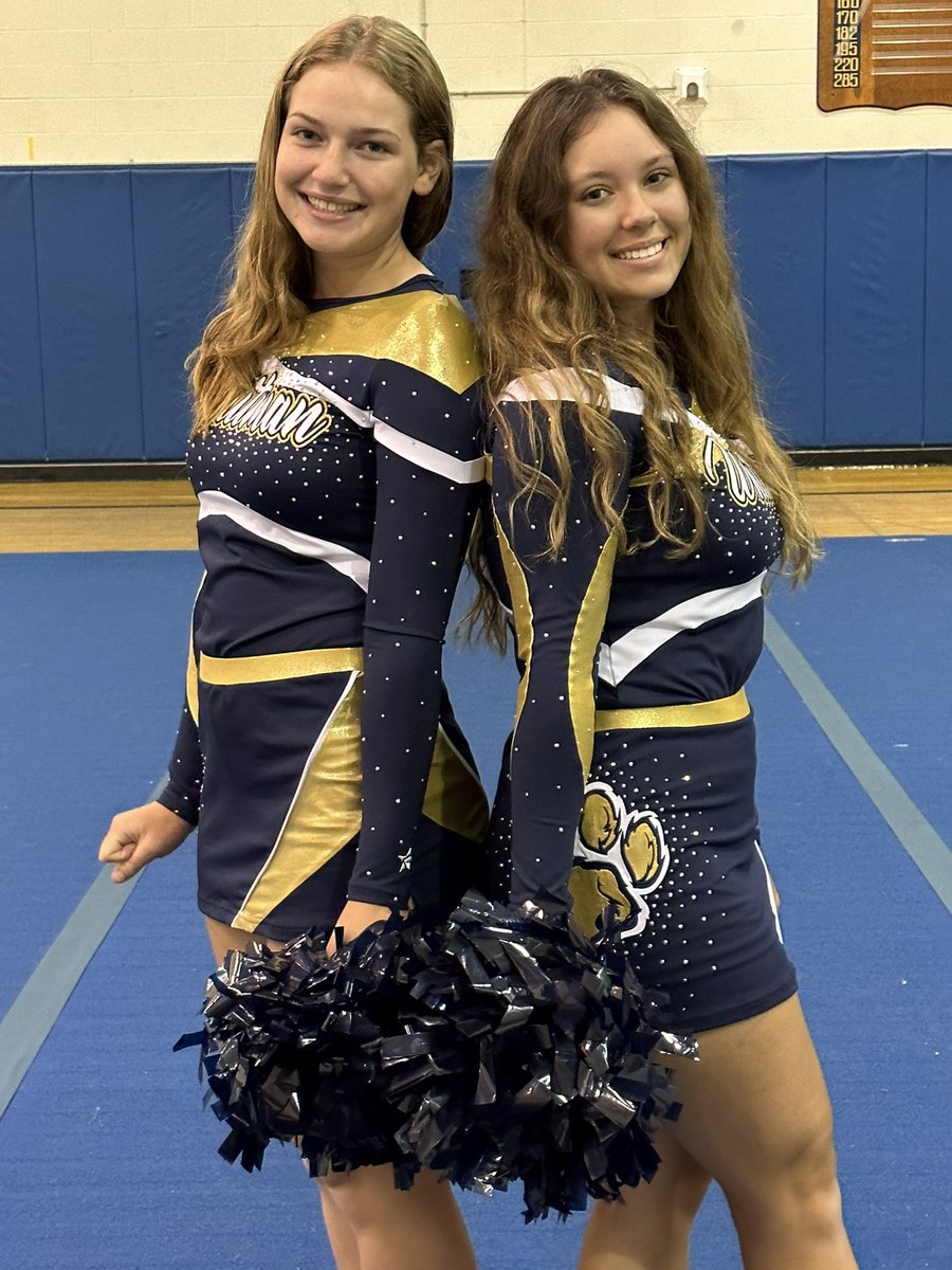 Introducing Whitman’s first ever Game Day Cheerleading team 💙💛 Also, our Game Day seniors are Payton and Cadence! We are excited to see what this season brings!