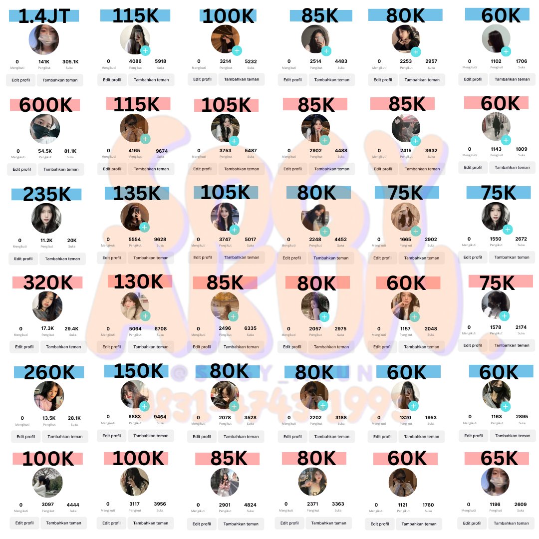 WTS AKUN TIKTOK

-DATA BISA DIGANTI
-1K ON LIVE
-1.5K TIKTOKSHOP AFFILIATE
-FOLS 100% REAL FYP
-AMAN &amp; LEGAL

MINAT BISA DM OR WA YAA KAK. WTS WTB NEED AKUN TIKTOK #ZonaUang