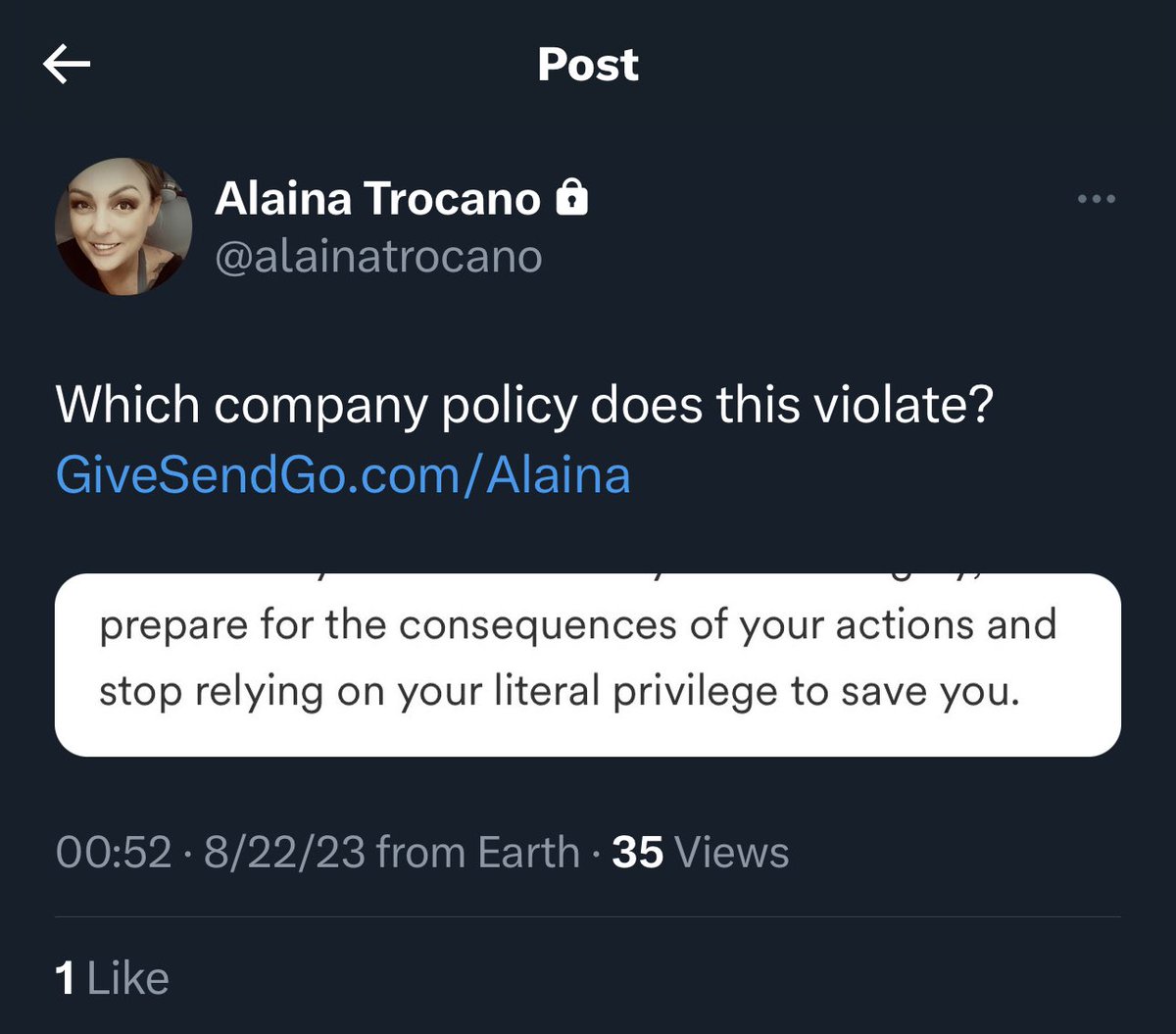 GiveMikeAMic's tweet photo. Which company policy? None. And what does the part you cut off say anyways? 🧐 oh, don’t worry. I’ll post the rest of it for ACTUAL context… https://t.co/iZmbY5Wh0V