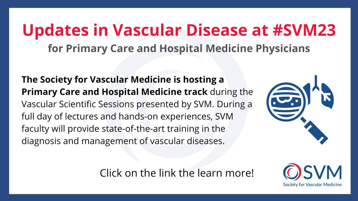 Check out this unique educational opportunity at #SVM23! Space is limited—register now before it's too late: buff.ly/3NAIiRs @RKolluriMD @herbaronowMD @Angiologist @YogenKanthi @adityasharmamd @evratchford