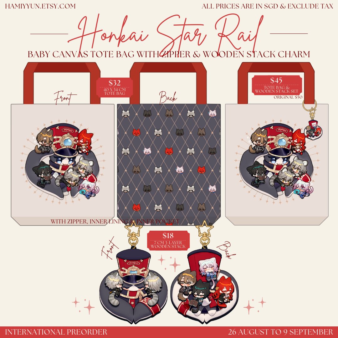♥️ rt

🌻 international pre-0rder is now available! 📎 below ✨

featuring fanmade honkai star rail, genshin impact &amp; omniscient reader's viewpoint zipper tote bags, keychains &amp; more up for grabs 🎉

ends on 9th September 2023 23:59 SGT 🌟 