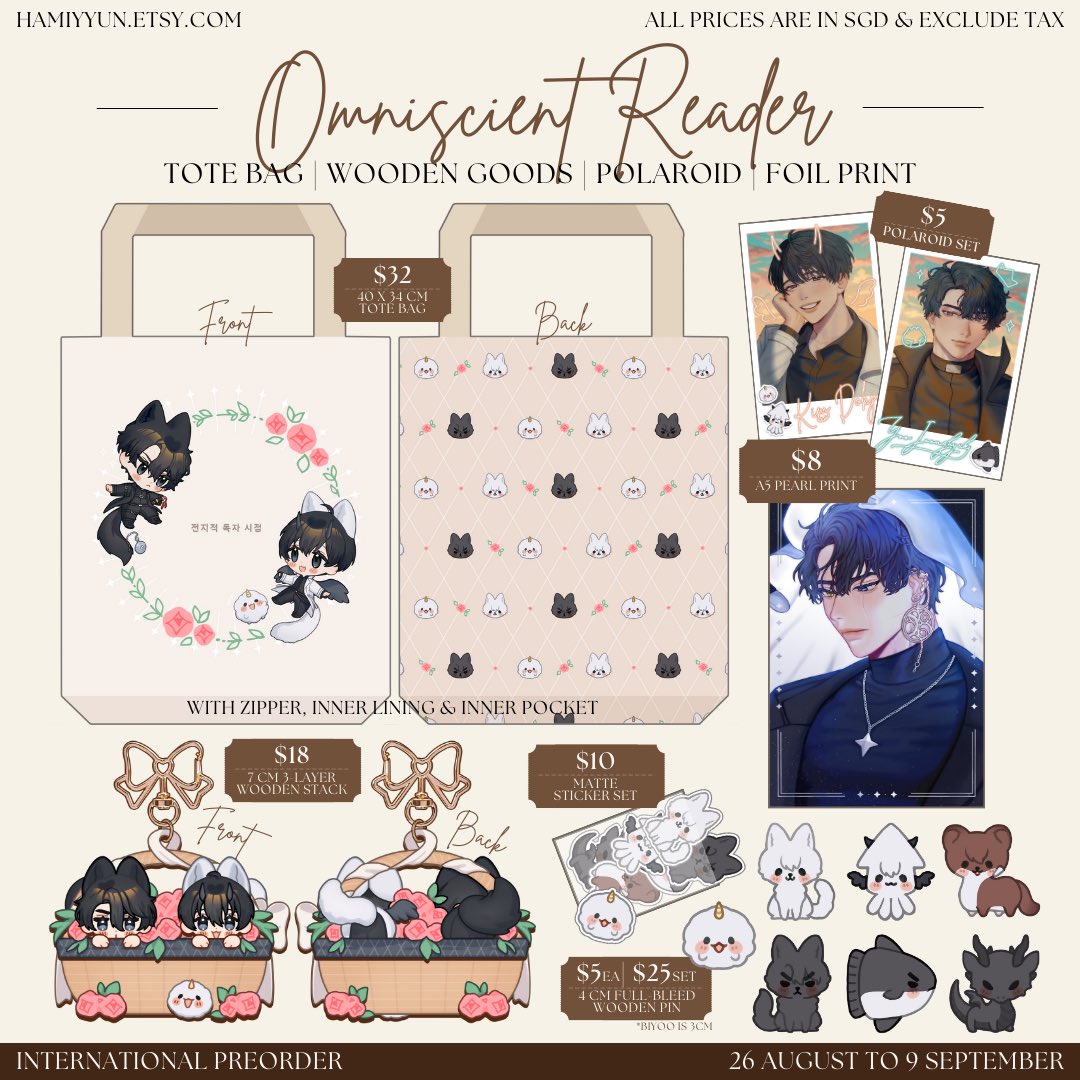 ♥️ rt

🌻 international pre-0rder is now available! 📎 below ✨

featuring fanmade honkai star rail, genshin impact & omniscient reader's viewpoint zipper tote bags, keychains & more up for grabs 🎉

ends on 9th September 2023 23:59 SGT 🌟 