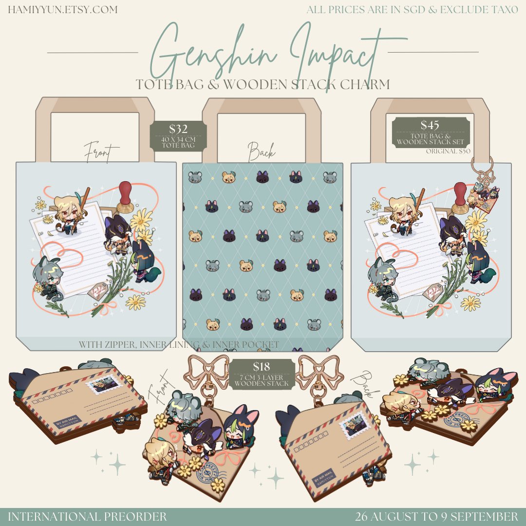 ♥️ rt

🌻 international pre-0rder is now available! 📎 below ✨

featuring fanmade honkai star rail, genshin impact & omniscient reader's viewpoint zipper tote bags, keychains & more up for grabs 🎉

ends on 9th September 2023 23:59 SGT 🌟 