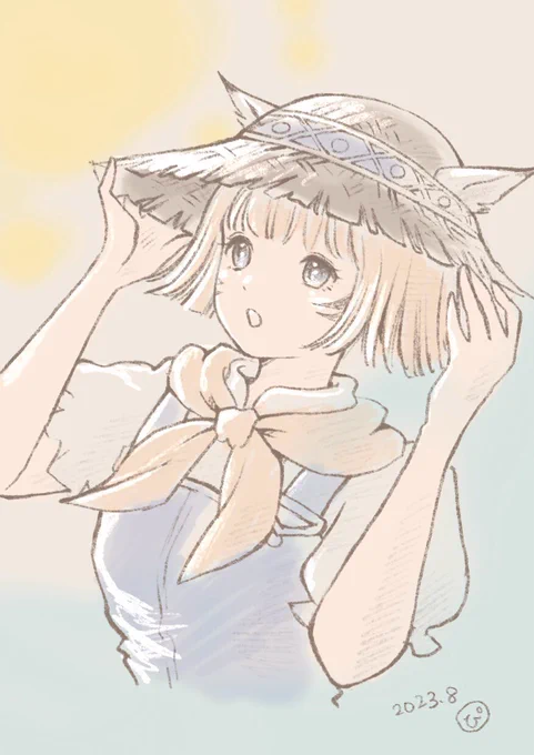 麦わらのミスラチャンが可愛かった。 #FF11