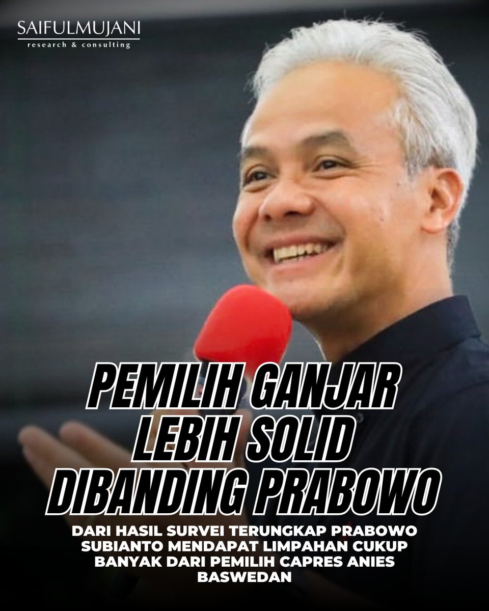 Survey membuktikan bahwa pendukung pak <a href="/ganjarpranowo/">Ganjar Pranowo</a> lebih solid daripada pendukung Prabowo. 

Yuk tunjukkan bahwa survey tersebut memang benar adanya. Tunjukkan kita memang solid mendukung pak Ganjar jadi presiden 2024. Yg merasa pendukung pak Ganjar, RT rame-rame!

❤️❤️🇮🇩🇮🇩