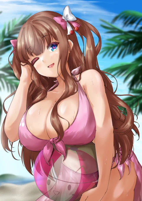 もうすぐ8月終わりそうなのにまだまだ暑いので水着です  #ちぇり絵