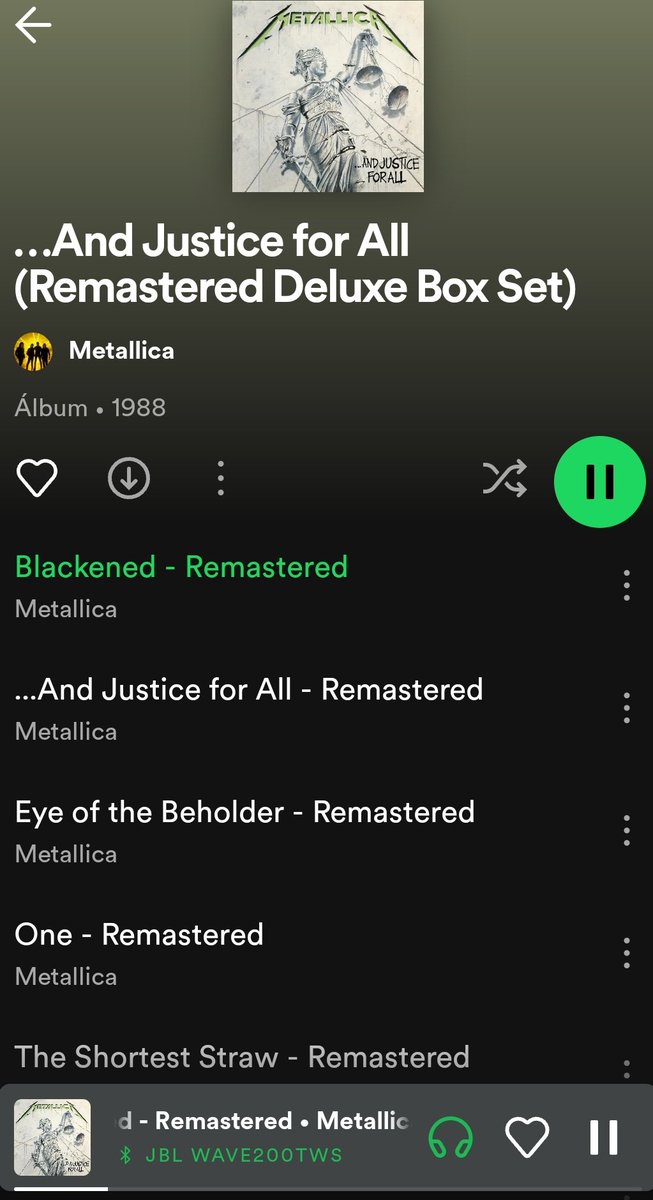 Viernes. Unos minutos.
Festejo cumpleaños
¿de quién? NO: de 'qué'. 
Albumazo de @Metallica que cumple 35 años #AndJusticeForAll. 
Uno de mis preferidos. 25/8/1988-2023.
Copa de Cabernet Franc, los auriculares y un par de temas🤘
#ThrashMetal 
#HeavyMetal open.spotify.com/track/3WC0gsMu…