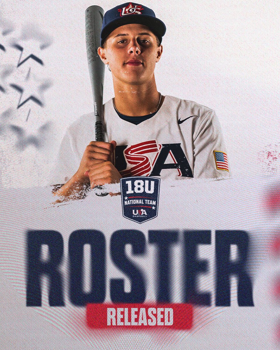 USABaseball18U's tweet photo. Now presenting: Team USA 🇺🇸

Meet the 20 players headed to Taiwan for the @WBSC U-18 Baseball World Cup: https://t.co/zga4oNsaHc https://t.co/jvYjAYoiUn