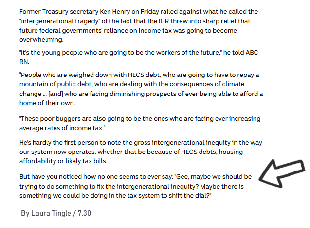 Mia__Kennedy's tweet photo. @abcnews I got down to here in Laura Tingle's article and I immediately thought of MURDOCH, NINE, SEVEN, etc. #IntergenerationalReport #inequality #abc730 #insiders #auspol https://t.co/2utqVyGGiJ