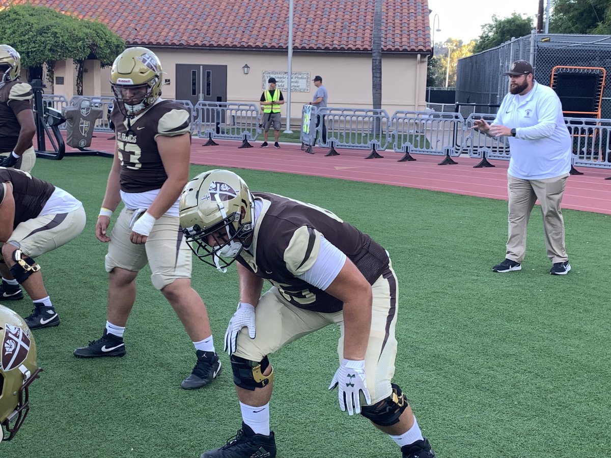 SGVWhitSports's tweet photo. The past and present. Former St Francis OL and current asst coach Patrick Carroll and standout offensive lineman Philip Ocon. https://t.co/AYLRm0T0H9