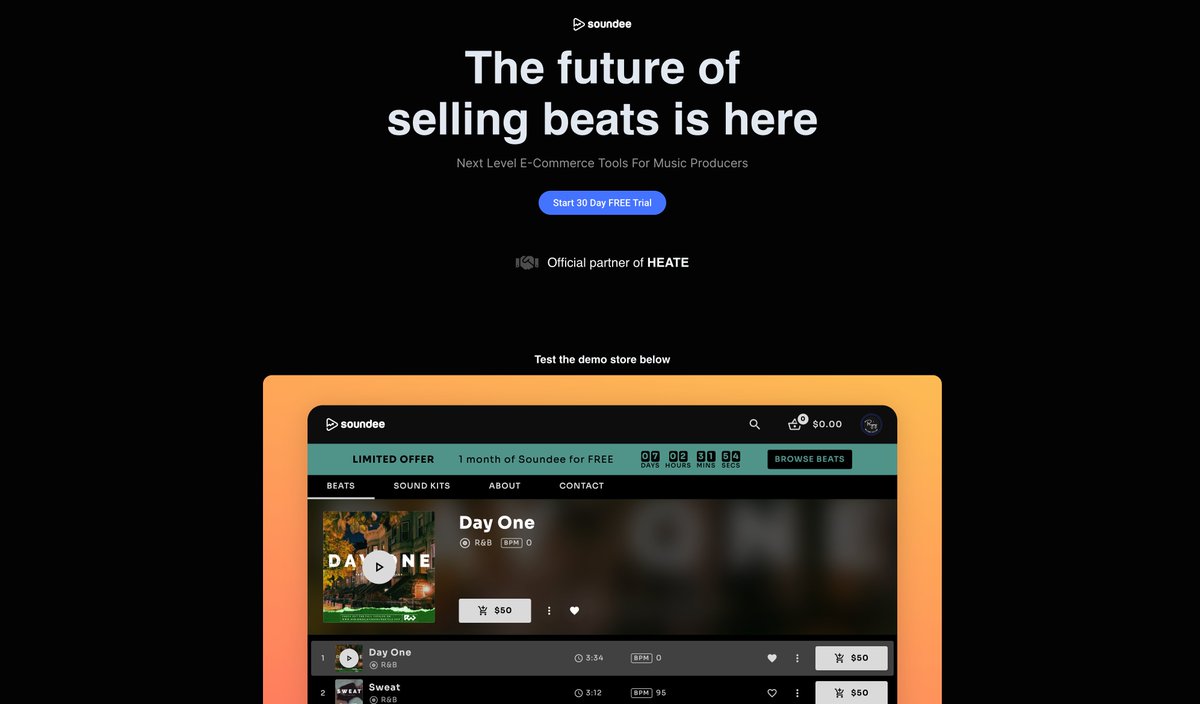 The Future of Selling Beats is HERE.  

Get a FREE 30-Day Trial to Soundee!  

discover.soundee.com