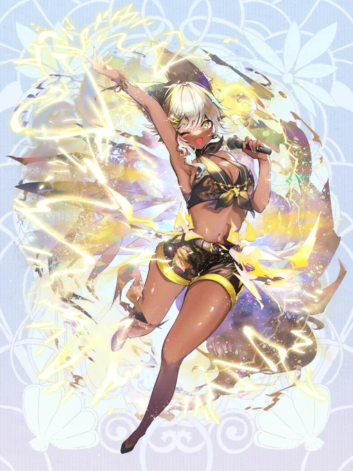 【PBW】チェンパラ水着!③ 電気属性なファンサの瞬間のイメージです リクエストありがとうございました!  (C)『チェインパラドクス』稲咲/トミーウォーカー  #チェインパラドクス #トミーウォーカー
