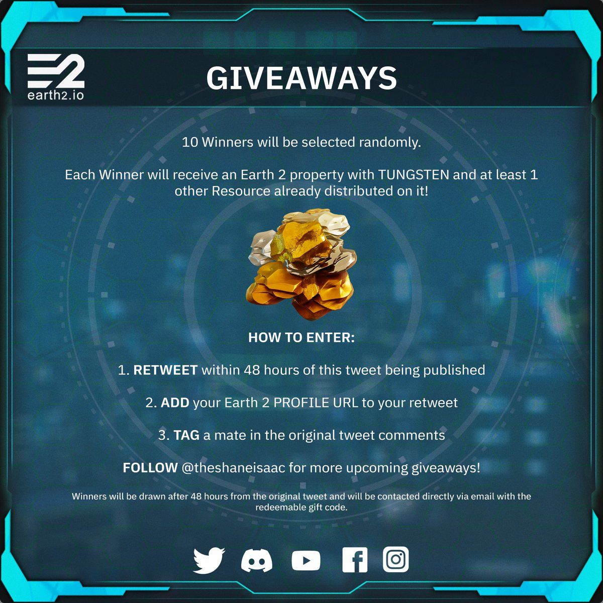 #Earth2 #Land #Giveaways 

All you need is a free earth2.io account then simply:

1⃣Retweet within 48hrs 
2⃣Add your #Earth2Profile to your retweet

Tag a mate OR tell us something you like about #Earth2 (Optional)

Follow for more #Giveaways 

#shanta #tungsten