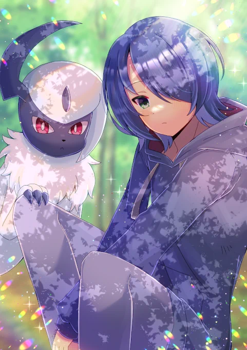 マキシグ()さんのOCとアブソルを描かせて頂きました!リクエスト有難うございます  I drew OC and Absol by Maxig ! Thank you for your request   #よその子