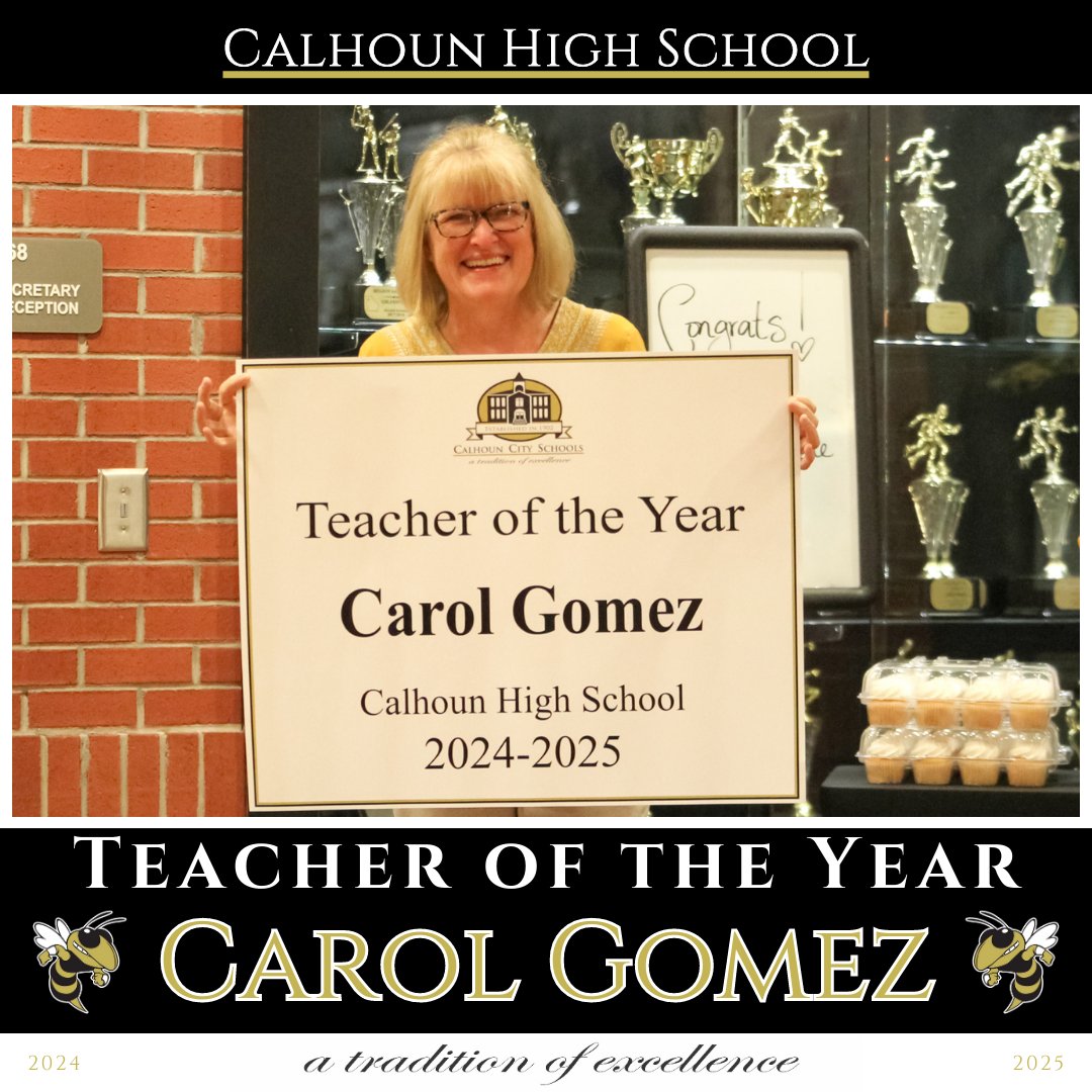 CalhounSchools's tweet photo. CHS announces Carol Gomez 2024-2025 Teacher of the Year! #CCSHeroes 

https://t.co/5LOfZ8EKXU https://t.co/4lHNN9GfV3