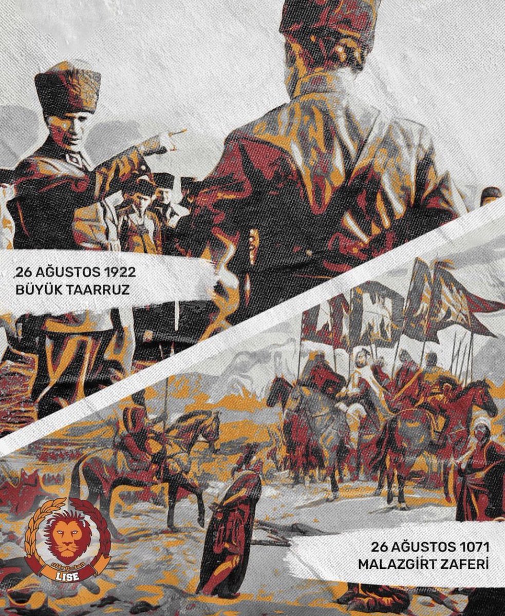 ultrAslanLISE's tweet photo. Malazgirt Zaferi’nin 952. yıl dönümünü ve Büyük Taarruz’un 101. yılını gururla kutluyor, Sultan Alparslan ve Ulu Önderimiz Gazi Mustafa Kemal Atatürk başta olmak üzere bütün şehitlerimizi saygı, sevgi, minnet ve rahmet ile anıyoruz. 

#ultrAslanLİSE https://t.co/O61dYQxHo6