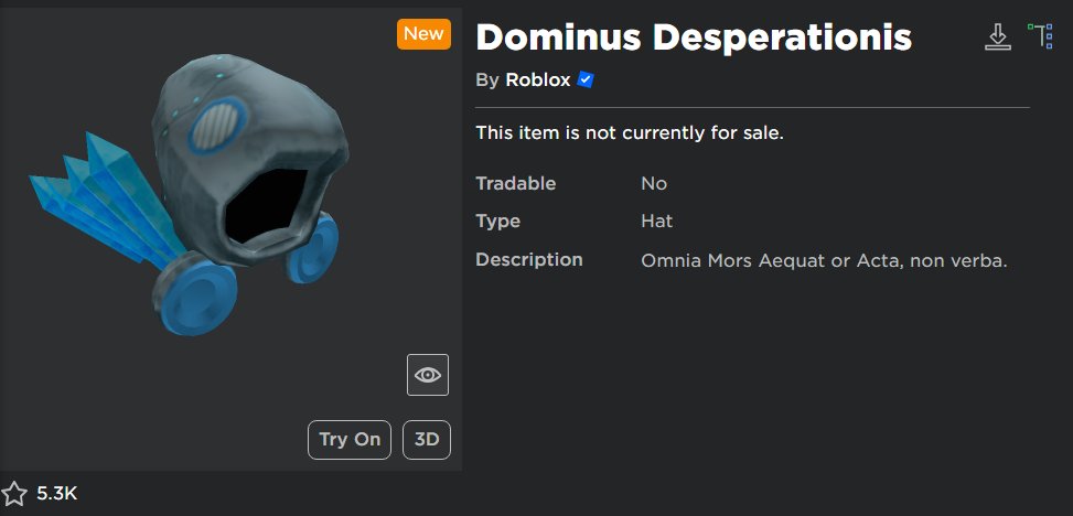 EventHunters - Roblox News on X: Roblox uploaded TWO new dominus items to  the catalog. The meshes were leaked a few years ago. I've heard many  different opinions on what it's for