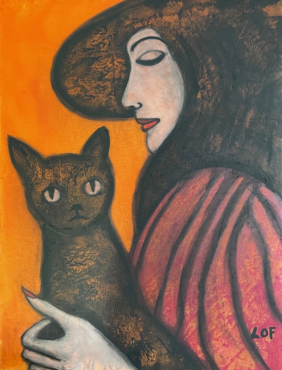 "Modern Woman with Cat" / LOF