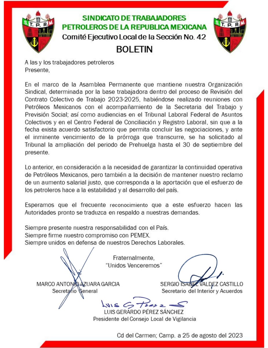 Julianzarapa's tweet photo. Y una vez más se sigue reiterando el compromiso, esfuerzo, trabajo, dedicación y respaldo hacia la base trabajadora, haciendo mención a nuestro Pdte. De Gpo. @lgps03101 y nuestro Srio. Gral. @MarcoAzuara1 por su desempeño en beneficio de nuestra querida @Seccion42_STPRM #unidad https://t.co/R7zpYxAotw