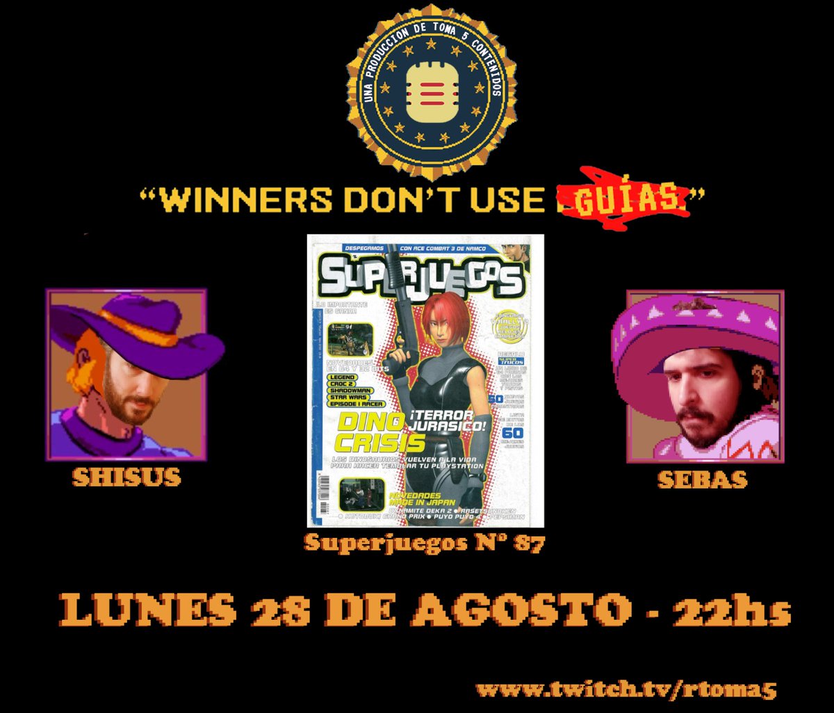 El próximo lunes tenemos WINNERS DONT USE GUIAS. Y debuta un nuevo competidor del mundo revisteril de los 90's: Superjuegos N° 87.

Los esperamos a todos por twitch.tv/rtoma5 a las 22gs

#gaming #retro #retrogaming #revistas #sega #nintendo #trucos #streaming