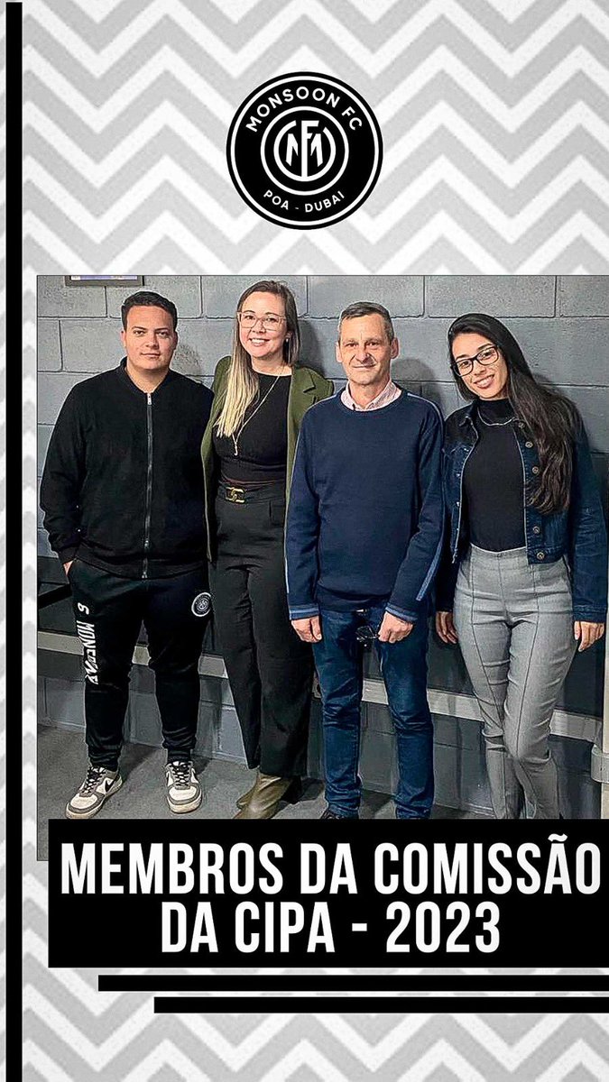Monsoon_FC_'s tweet photo. Foi realizada hoje dia 25/08 a posse da CIPA - Comissão Interna de Prevenção de Acidentes do Monsoon FC 2023.
Membros efetivos: Josinara Ramos
Monique Gaieski
Membros suplentes:
Paulo Marcelo Maros
Romeu Vieira 
Parabéns a todos bom trabalho e boa sorte! 👏🏽🍀 @Monsoon_FC_ https://t.co/UuTRj8n07u