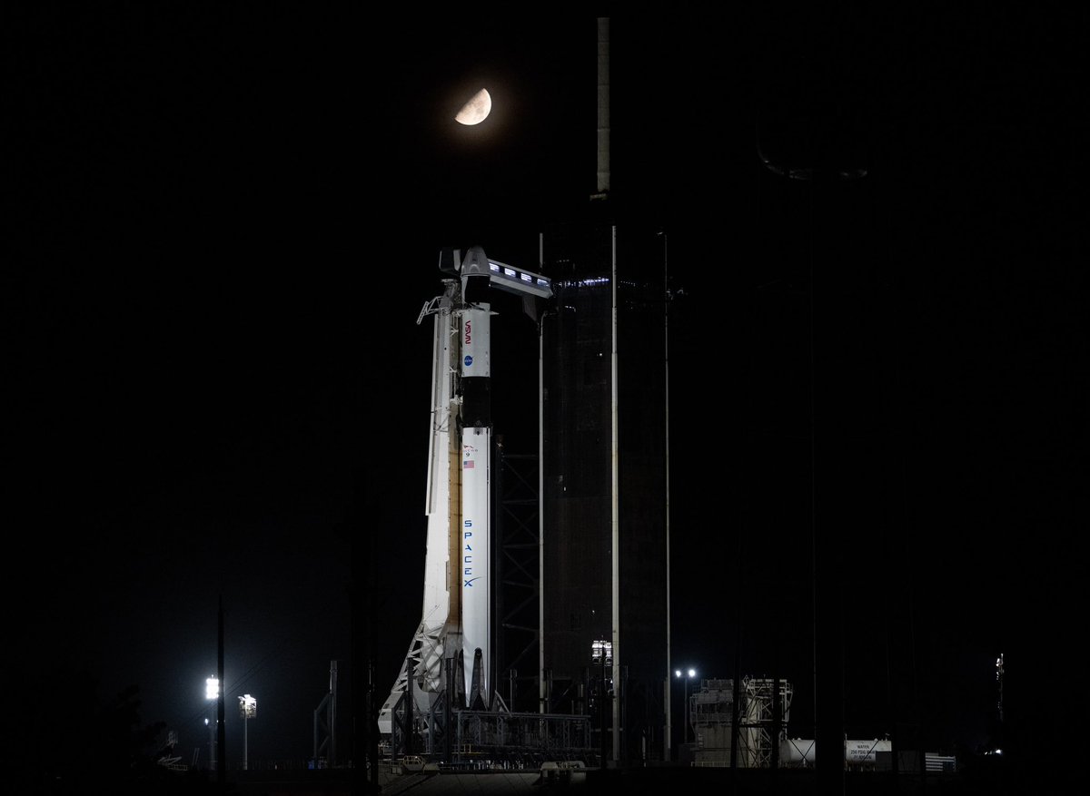 Tripulación SpaceX Crew-7 con los cuatro miembros en la Crew Dragon Endurance que los llevará a la #ISS mañana a las 9:27 CEST. De izquierda a derecha son Konstantin Borisov, mi compañero y piloto @Astro_Andreas de la @esa, @JasminMoghbeli y Satoshi Furukawa