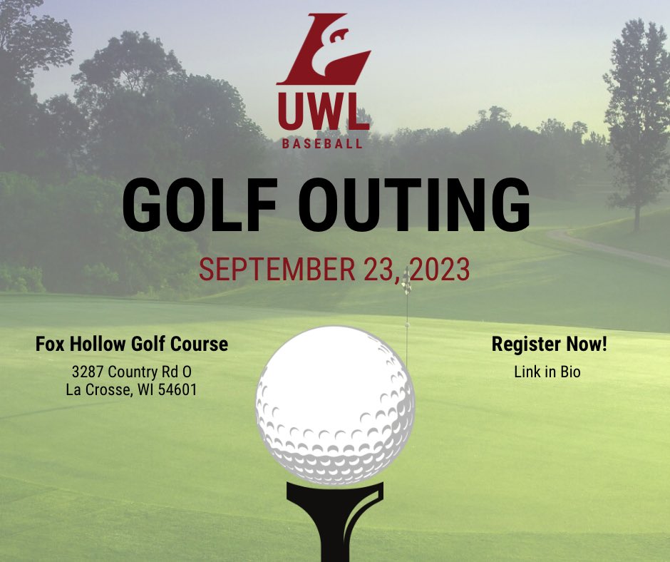 ⚠️Attention⚠️

UW La Crosse Baseball is hosting their annual Golf Outing Saturday September 23, 2023. Register by September 18th using the link below. Hope to see you all there. Go Eagles 🦅⚾️💪🏼🍀

uwlathletics.com/2023golfouting
