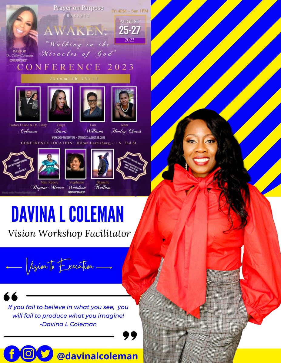 This conference is about to be bananas!!! So happy that I am able to support in the birthing of visions tomorrow 🙌🏾. #MiraclesAreStillHappening #VisionToExecution💙💛💙 #BirthYourVisions
