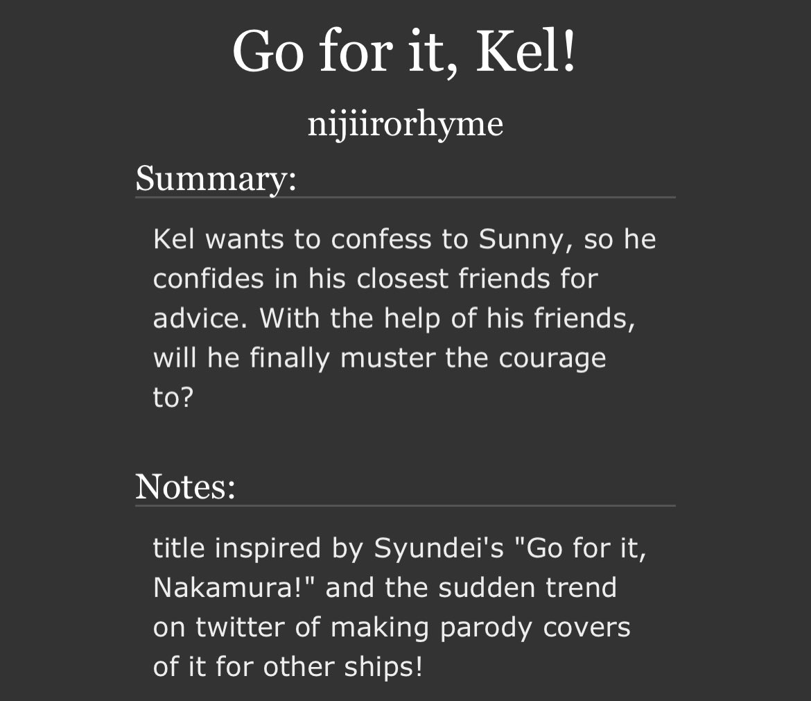 lelelelena's tweet photo. #omorisuntan #omorifanfic #OMORI 

Go for it Kel!
Chapter 1: https://t.co/m9DruDgi6Y https://t.co/CWyybdBOv6