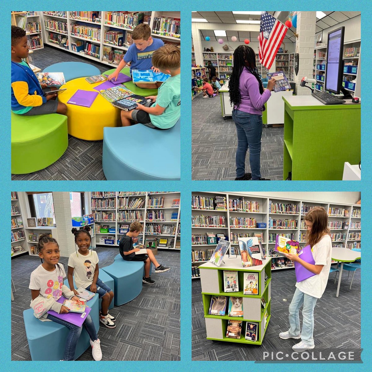 BriggsElem's tweet photo. Our Bulldogs are enjoying the new furniture in our media center! https://t.co/kySCIZGodX