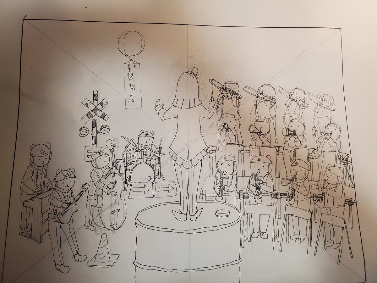 下絵の下絵ができました‼️トレーシングペーパーに写すときにもう一度ブラッシュアップします
とりあえずこんな感じです 