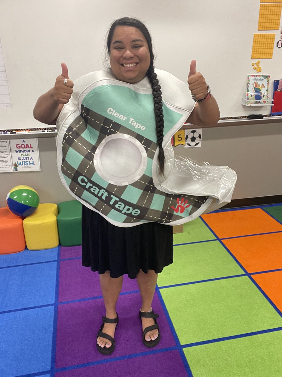 Happy Friday Friends🫶🏽 Here is costume #3 of the year! I’m currently battling a cold and my students begged me to dress up all week, so I couldn’t disappoint them 💚 Plus they kept asking for tape all day 🤪 #makelearningfun #teacherlife