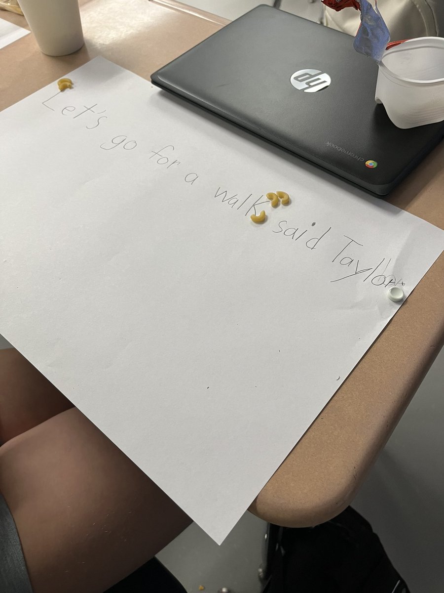 MBookworms's tweet photo. Extending our Amplify lesson by practicing the rules of dialogue that were introduced today by using macaroni and smarties for punctuation! #beroyal #kcsdropedintoreading #makelearningfun https://t.co/e6ny8MCFoJ
