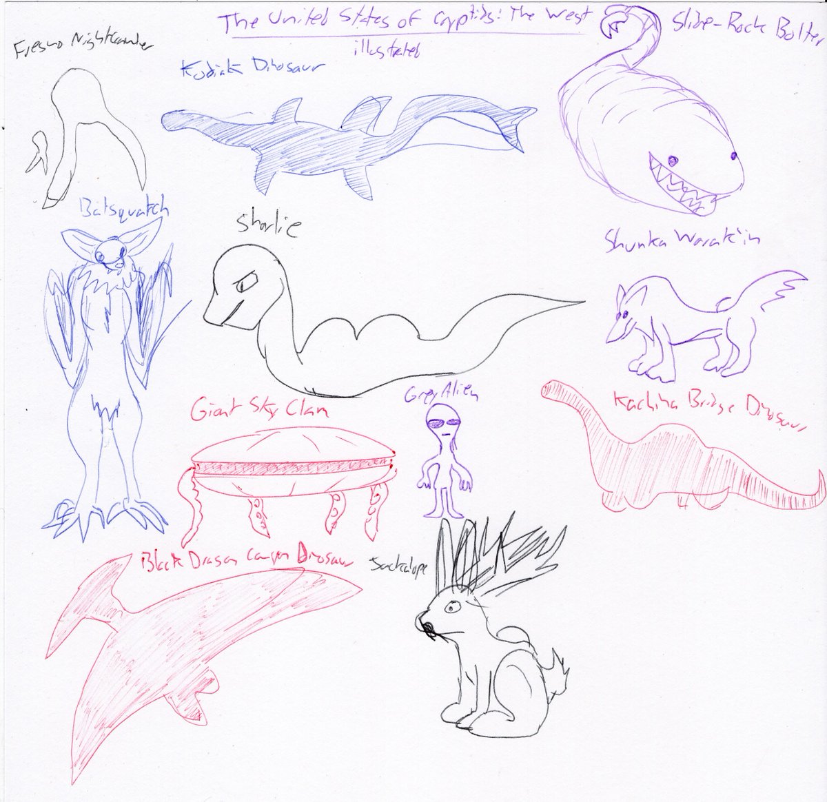 k0bold3D's tweet photo. I got @JWOcker 's cryptid book from the library and sketched out most of them as I read through. Fun to read about all the different critters to get design ideas! https://t.co/ctem9eXXKN