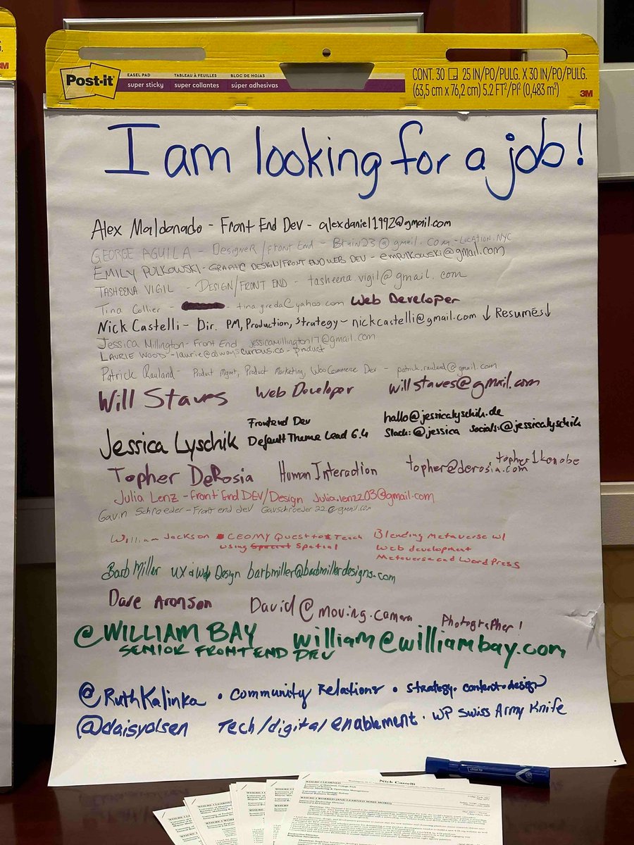 WordCampUS's tweet photo. These fine folks at #WCUS are looking for the next stop on their career journey. Do you have a position for them? https://t.co/Ktb3LxcDQk
