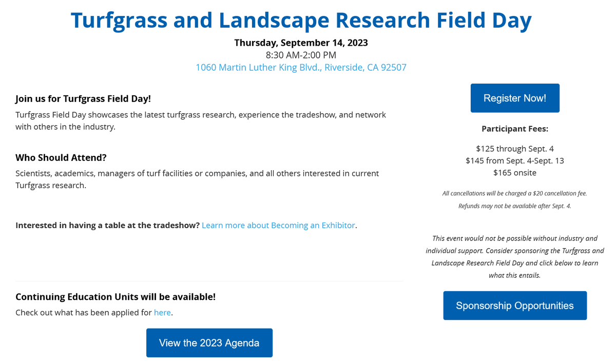 Jeff Jensen (@gcsaa_sw) on Twitter photo <a href="/UCRiverside/">UC Riverside</a> 2023 Turfgrass & Landscape Research Field Day will take place on Thursday, Sept. 14. <a href="/UCRturfgrass/">Jim Baird</a> and staff have a great day planned. Early registration available thru Sept. 4 at na.eventscloud.com/website/59040/… <a href="/GCSAA/">GCSAA</a> <a href="/GCSA_Socal/">GCSASC ⛳</a> <a href="/SD_GCSA/">San Diego GCSA</a> <a href="/cactusandpine/">Cactus and Pine GCSA</a> <a href="/HilodesertGCSA/">Hi-Lo Desert GCSA ⛳️</a> <a href="/UCRiverside/">UC Riverside</a> 2023 Turfgrass & Landscape Research Field Day will take place on Thursday, Sept. 14. <a href="/UCRturfgrass/">Jim Baird</a> and staff have a great day planned. Early registration available thru Sept. 4 at na.eventscloud.com/website/59040/… <a href="/GCSAA/">GCSAA</a> <a href="/GCSA_Socal/">GCSASC ⛳</a> <a href="/SD_GCSA/">San Diego GCSA</a> <a href="/cactusandpine/">Cactus and Pine GCSA</a> <a href="/HilodesertGCSA/">Hi-Lo Desert GCSA ⛳️</a>