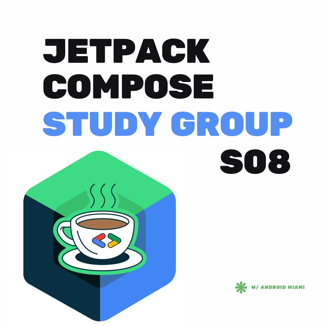 🌴 Compose &amp; Cafecito
💻 Session 08: Compose Essentials
🗓️ August 26th @ 9pm ET

Follow along and complete Google's official Jetpack Compose for Android Developers course in collaboration w/ <a href="/GDGMiami/">GDG Miami</a> and <a href="/AndroidMiami/">Android Miami</a> 🚀

🔗 RSVP: gdg.community.dev/events/details…

#gdg #android #compose