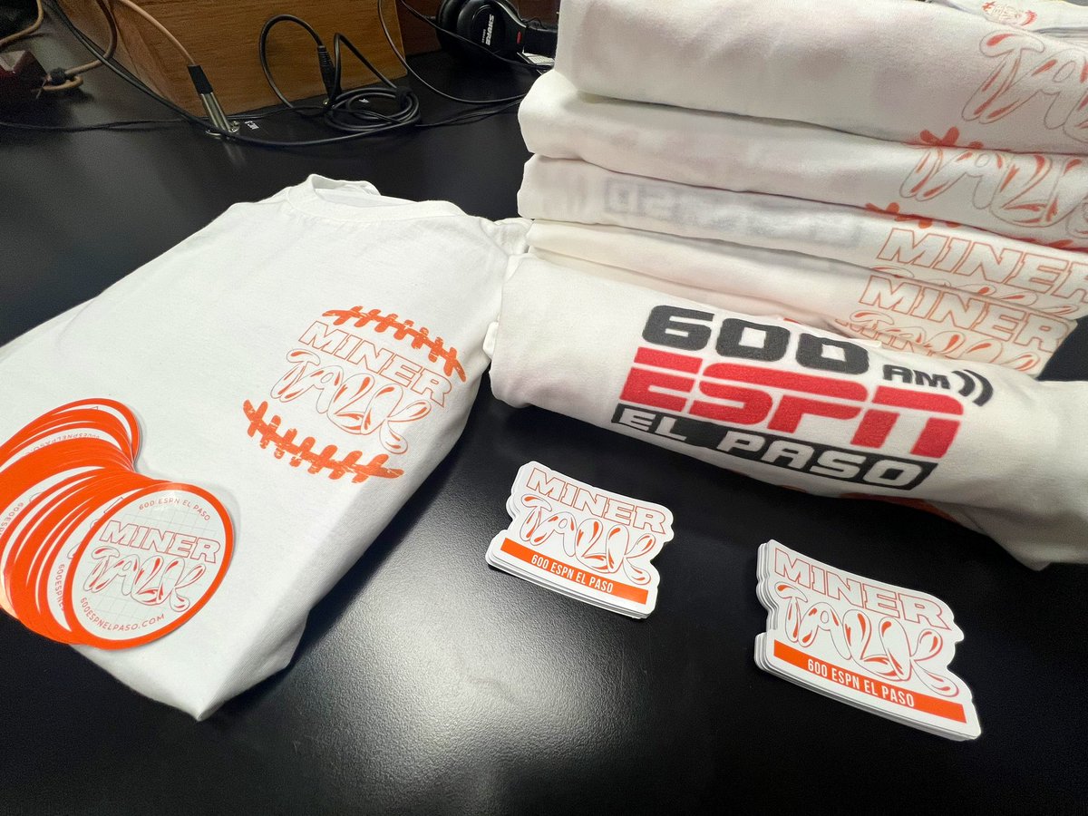 Adrian Broaddus (@adrianbroaddus) on Twitter photo 🚨MinerTalk watch party news 🚨
We’ll have special #MinerTalk shirts and stickers to give away tomorrow at our watch party!
The District West (3233 N. Mesa).
Kickoff is set for 3:30 🏈 and we’ll have our first edition of #MinerTalk after the radio broadcast <a href="/600espnelpaso/">600 ESPN El Paso</a> 🚨MinerTalk watch party news 🚨
We’ll have special #MinerTalk shirts and stickers to give away tomorrow at our watch party!
The District West (3233 N. Mesa).
Kickoff is set for 3:30 🏈 and we’ll have our first edition of #MinerTalk after the radio broadcast <a href="/600espnelpaso/">600 ESPN El Paso</a>